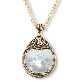 GemHues Bronze Gemstone Textured Pear Pendant with 30" Chain  
