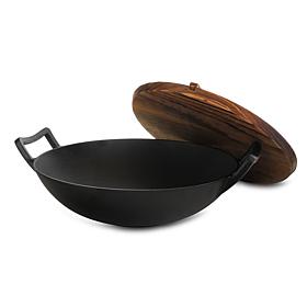 General Store Addlestone 2 Piece 14 Inch Heavy Duty Cast Iron Wok w...