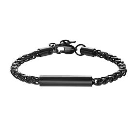 Geoffrey Beene Men's Stainless Steel Cylinder Bar Wheat Chain Bracelet