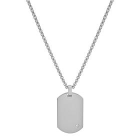 Geoffrey Beene Men's Stainless Steel CZ Dog Tag Pendant Necklace