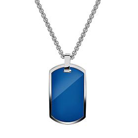 Geoffrey Beene Stainless Steel Polished Dog Tag Pendant Necklace