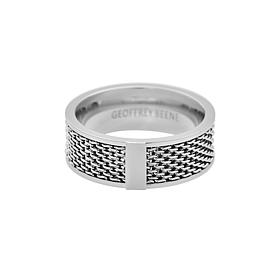 Geoffrey Beene Stainless Steel Polished Edge Mesh Stack Ring