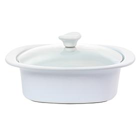 Gibson Elite Gracious Dining 1.9 Qt Stoneware Casserole, White