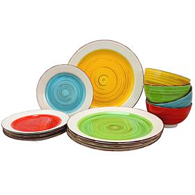 Gibson Home Confetti Band 12-piece Mix & Match Dinnerware Set