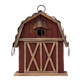 Glitzhome 10.25" Rustic Solid Wood Barn Birdhouse