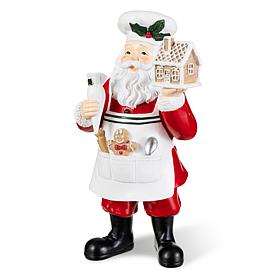 Glitzhome 11"H Christmas Resin Santa Chef Figurine
