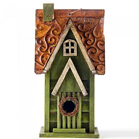 Glitzhome 12" Distressed Solid Wood Cottage Birdhouse