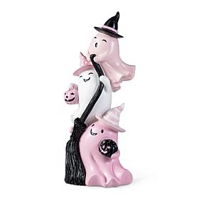 Glitzhome 13''H Pink Halloween Polyresin Stacked Ghost Table Decor