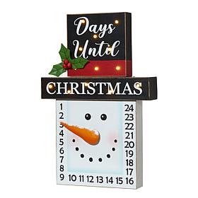 Glitzhome 15" Lighted Wooden Christmas Snowman Countdown