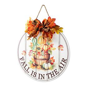 Glitzhome 15" Round Fall Wooden Word Door Hanger
