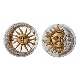 Glitzhome 2-pc. Cement Sun and Moon Stepping Stones