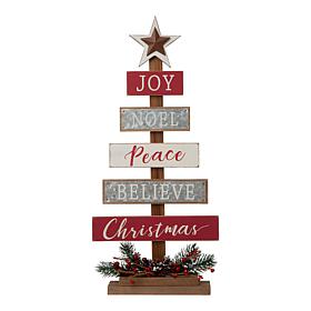 Glitzhome 20in H Wooden Sign Table Tree Decor