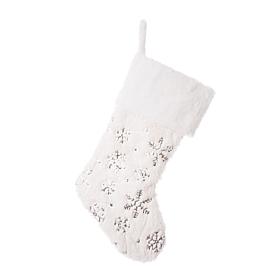 Glitzhome 21in. H White Plush with Snowflake Christmas Stocking