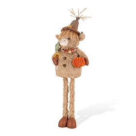 Glitzhome 25"H-35"H Fall Fabric Highland Cow Porch Decor With Teles...