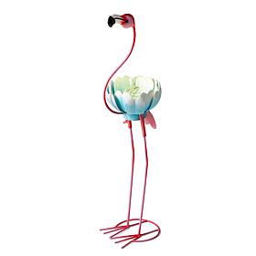 Glitzhome 26.25"H Metal Solar Flamingo Garden Statue