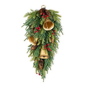 Glitzhome 30"H Christmas Deluxe Gold Bell & Pinecone PE Dripping Te...