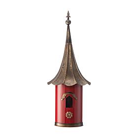 Glitzhome 32" Retro Red Metal Pagoda Birdhouse with Bronze Roof