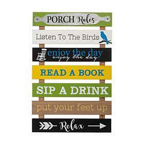 Glitzhome 36.25" Oversized Porch Rules Wooden Pallet Wall Sign