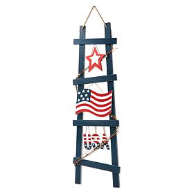Glitzhome 36in H Patriotic Americana Ladder-shaped USA Porch Decor
