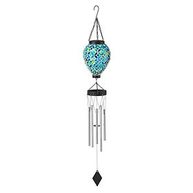 Glitzhome 37"H Solar Lighted Metal and Glass Mosaic Windchime