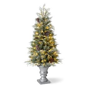 Glitzhome 4' Artificial Pine Christmas Tree w/130 White Lights & Urn