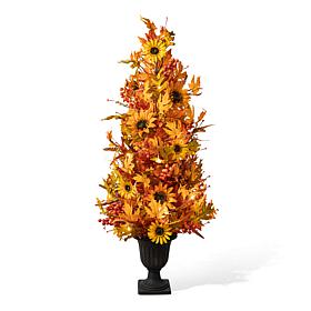 Glitzhome 48" Lighted Maple Leaf/Sunflower Urn Porch Tree with Timer