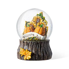 Glitzhome 5.75''H Fall Sunflower and Pumpkin Resin Waterglobe