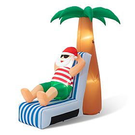 Glitzhome 6' Lighted Inflatable Santa under Palm Tree