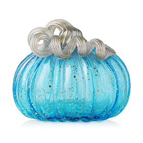 Glitzhome 6in. D Blue Small Glass Pumpkin