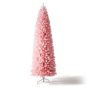 Glitzhome 9' Pink Pencil Tinsel Artificial Christmas Tree