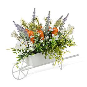 Glitzhome Easter Carrot Metal Wagon Centerpiece