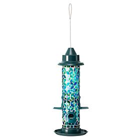 Glitzhome Glass Hanging Blue/Green Mosaic Birdfeeder