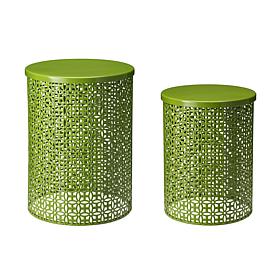 Glitzhome Metal Garden Stools/ Planter Stands/ Accent Tables Set of 2
