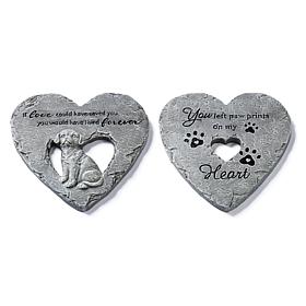 Glitzhome Set of 2 Cement Heart Shaped Dog Memory Stepping Stones