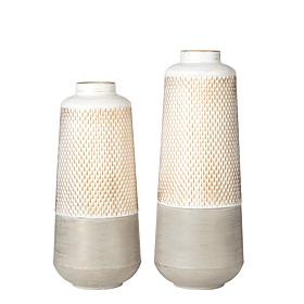 Glitzhome Set of 2 Vintage Textured Metal Table Vases