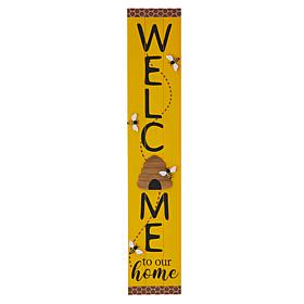 Glitzhome Solid Wood "WELCOME" Porch Sign with Bee