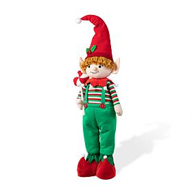 Glitzhome Telescoped Fabric Christmas Boy Elf Standing Decor