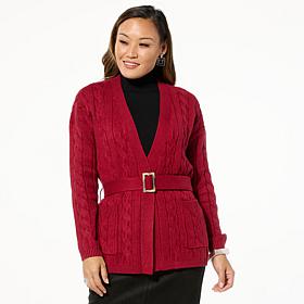 GREY by Jhoan Sebastian Grey Cable Knit Belted Cardigan