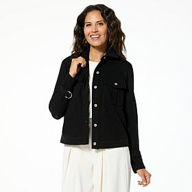 GREY by Jhoan Sebastian Grey Knit Denim Jacket w/Mesh Sweater Sleeve