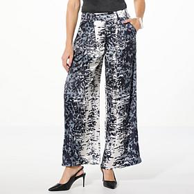GREY by Jhoan Sebastian Grey Printed Satin Wide-Leg Trouser
