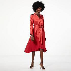 GREY by Jhoan Sebastian Grey Satin Shirt Dress