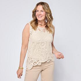 Grey by Jhoan Sebastian Grey Sleeveless Asymmetric Crochet Top