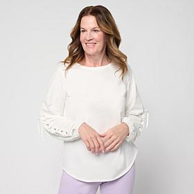 Greyby Jhoan Sebastian Lace Up Sleeve Knit Top