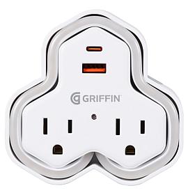 Griffin 2-Outlet Wall Tap with USB and Neon Light