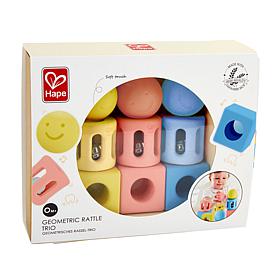Hape: Geometric Rattle Trio, 9 Pc Set, Soft Touch Shape Rattles