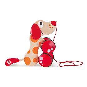 Hape Walk-A-Long Pepe Puppy Red & Orange Wooden Toddler Pull Toy