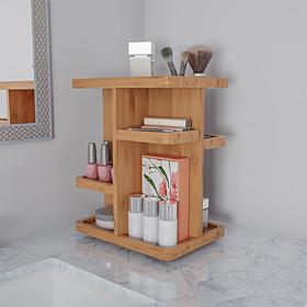 Hastings Home Bamboo Countertop Makeup Organizer Carousel