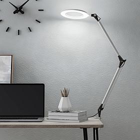 Hastings Home Clamp-On Architect Lamp w/ Dimmable LED - Silver