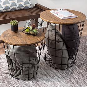 Hastings Home Nesting Side Table 2-Piece Set - Black