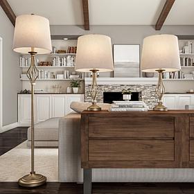 Hastings Home Openwork Curved Lamps, Gold - Set of 3 